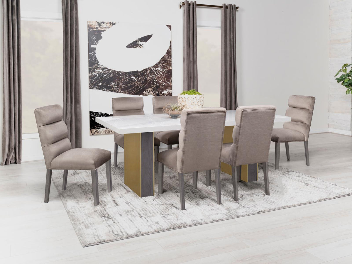 Carla Stone Upholstered Dining Side Chair, Set of 2 from Coaster - Luna Furniture