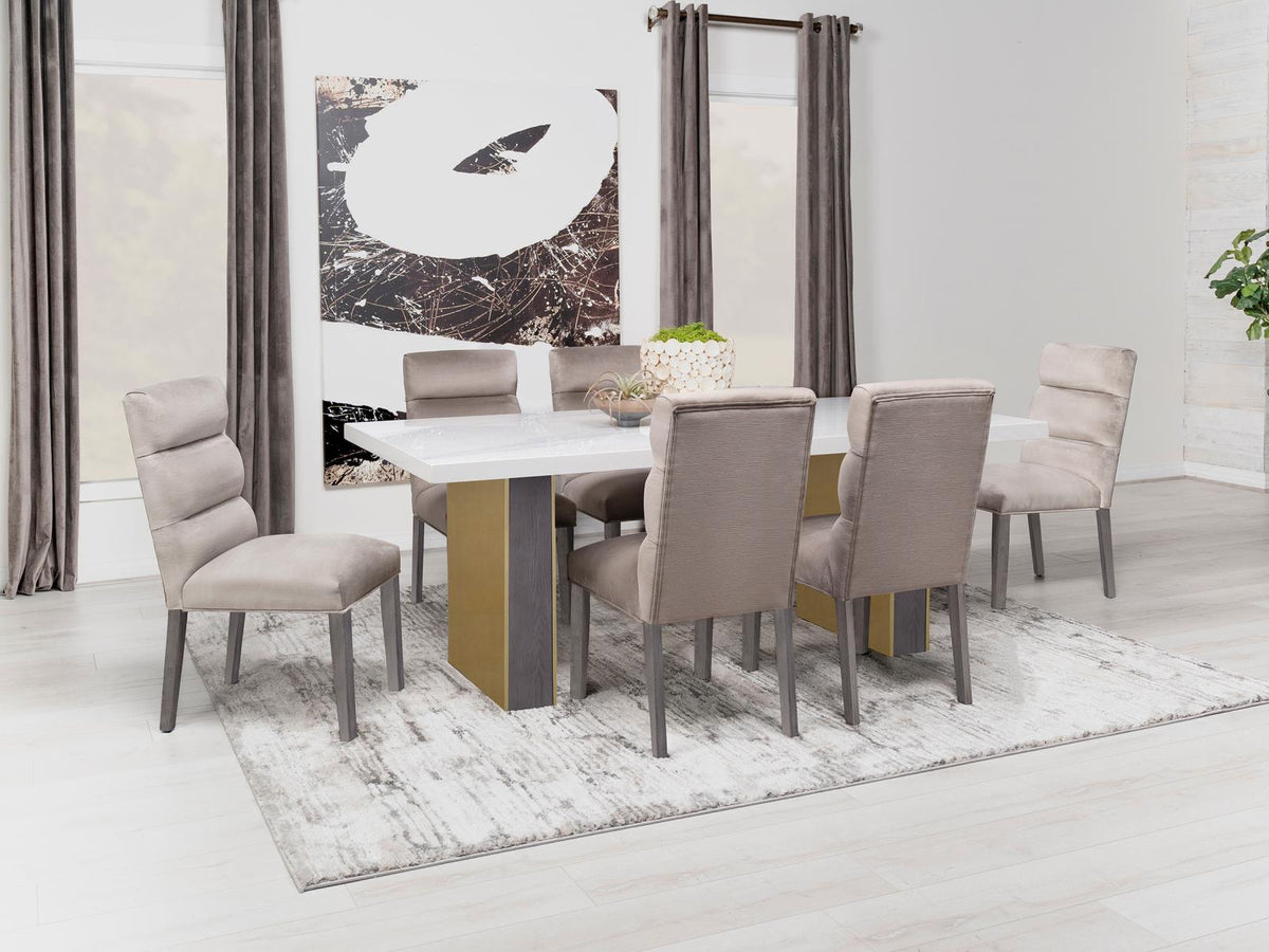 Carla Stone Upholstered Dining Side Chair, Set of 2 from Coaster - Luna Furniture