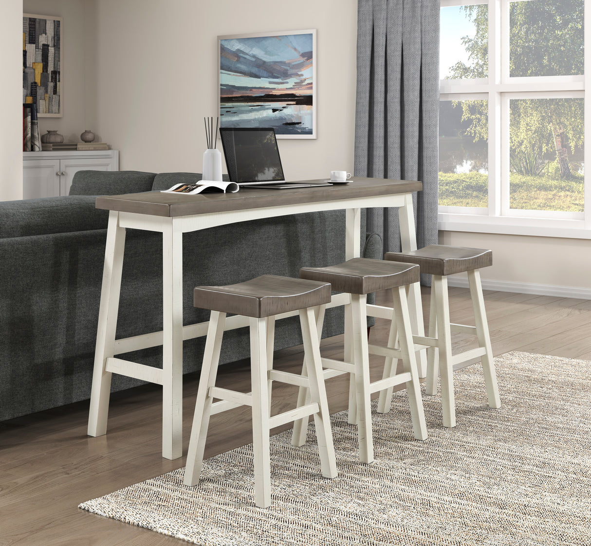 Caspian White/Coffee 4-Piece Pub Height Set from Homelegance - Luna Furniture