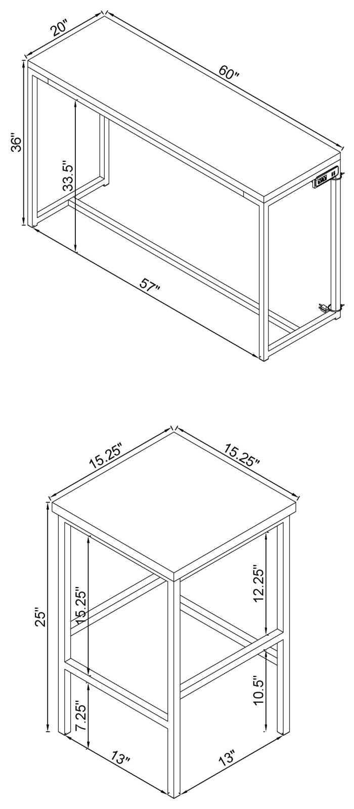 Cassidy Dark Oak and Chrome 4-Piece Rectangle Counter Height Set from Coaster - Luna Furniture