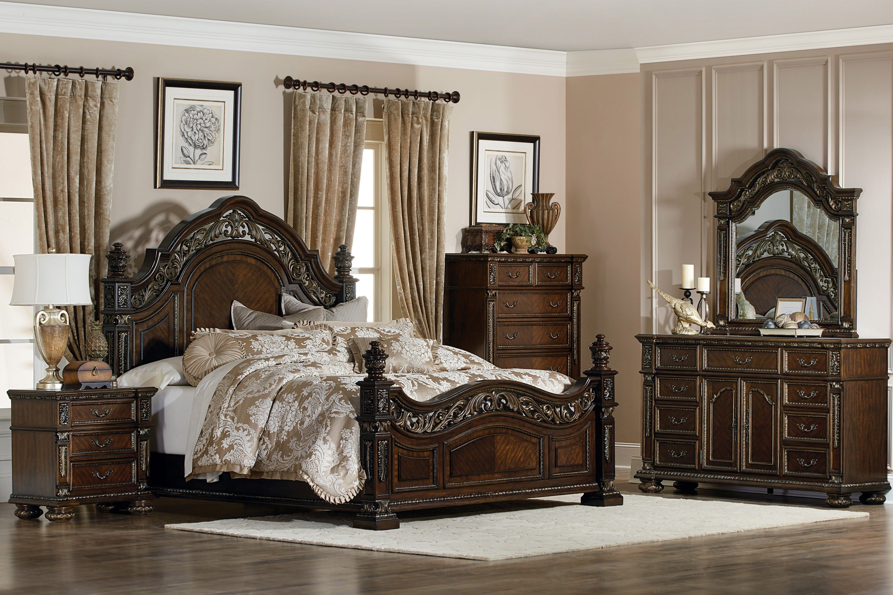 Catalonia Cherry Poster Bedroom Set - Luna Furniture