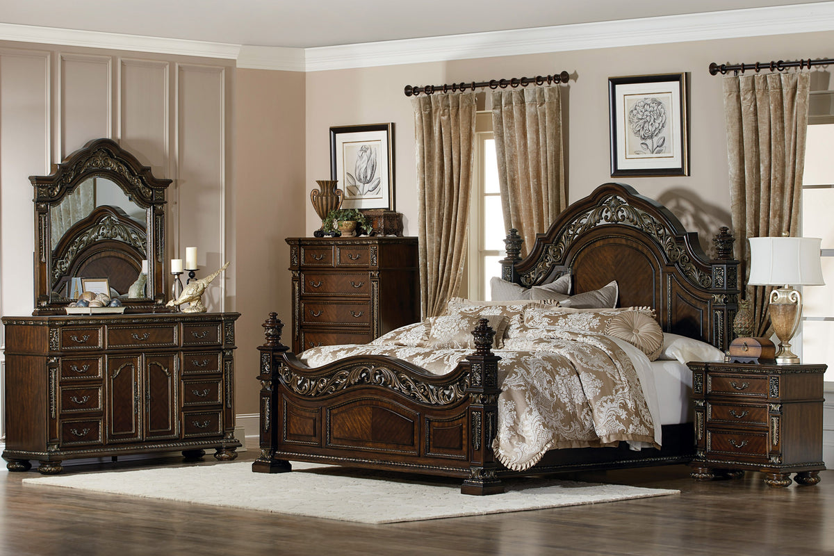 Catalonia Cherry Queen Poster Bed from Homelegance - Luna Furniture
