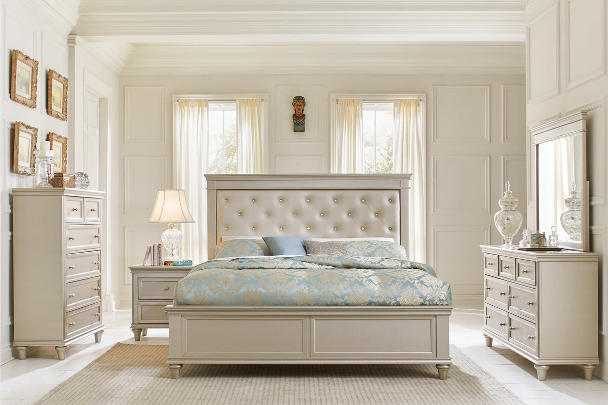 Celandine Silver Full Upholstered Panel Bed from Homelegance - Luna Furniture