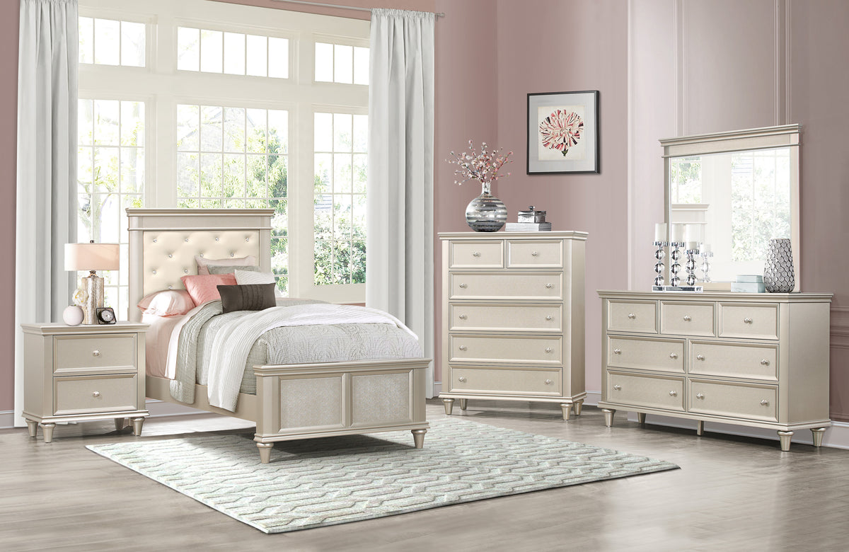Celandine Silver Upholstered Panel Youth Bedroom Set from Homelegance - Luna Furniture