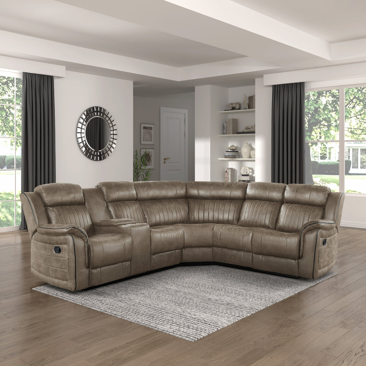 Centeroak Sandy Brown LAF Reclining Sectional from Homelegance - Luna Furniture