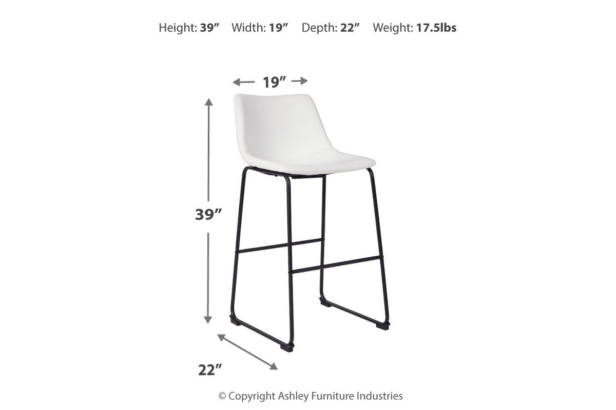 Centiar White Pub Height Barstool, Set of 2 from Ashley - Luna Furniture