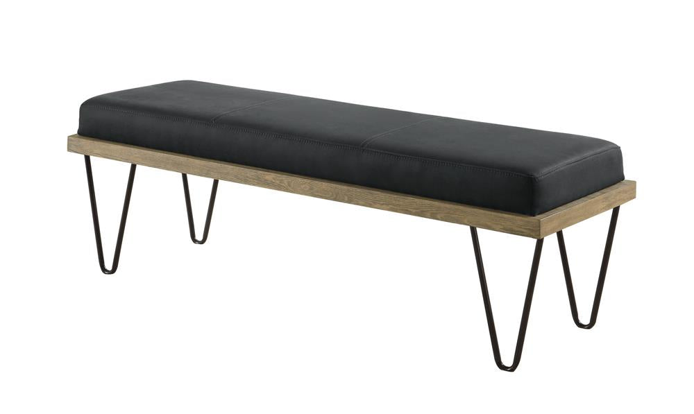 Chad Dark Blue Upholstered Bench with Hairpin Legs from Coaster - Luna Furniture