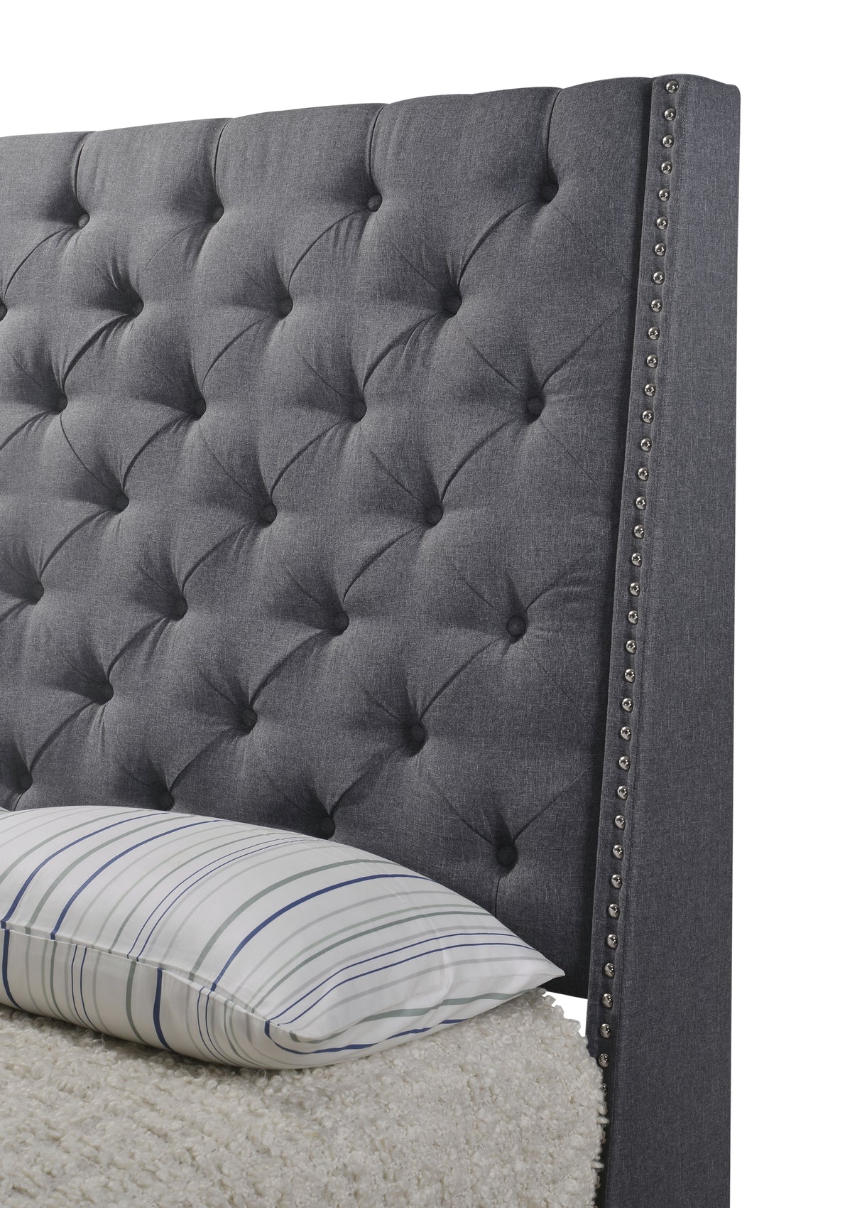 Chantilly Gray King Upholstered Bed from Crown Mark - Luna Furniture