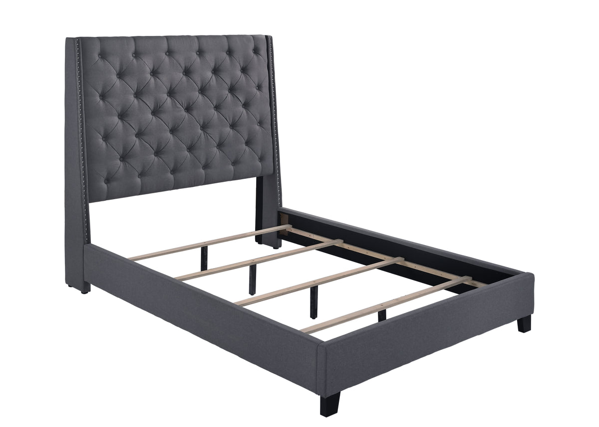 Chantilly Gray Queen Upholstered Bed from Crown Mark - Luna Furniture