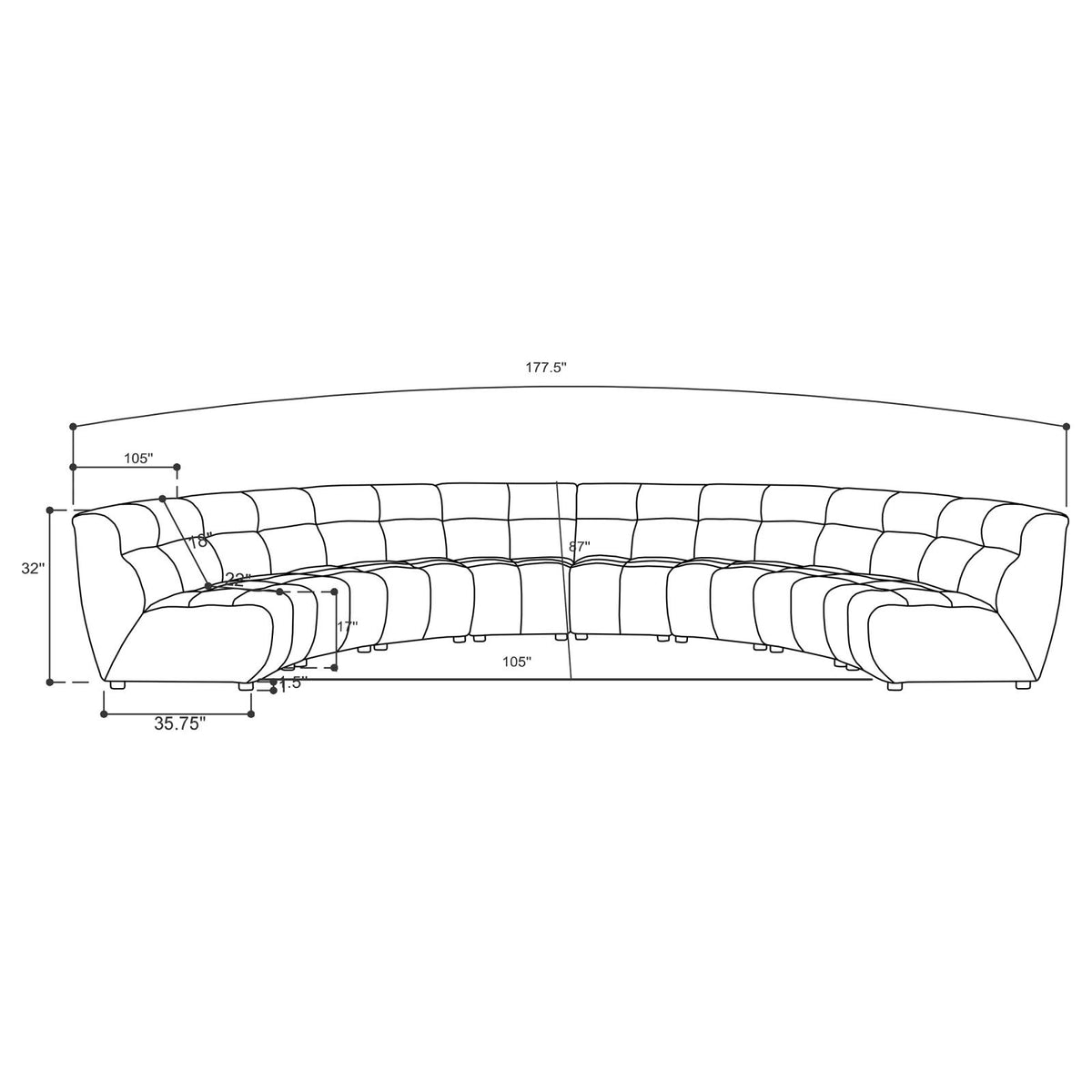 Charlotte Ivory Upholstered 8-piece Curved Modular Sectional Sofa from Coaster - Luna Furniture