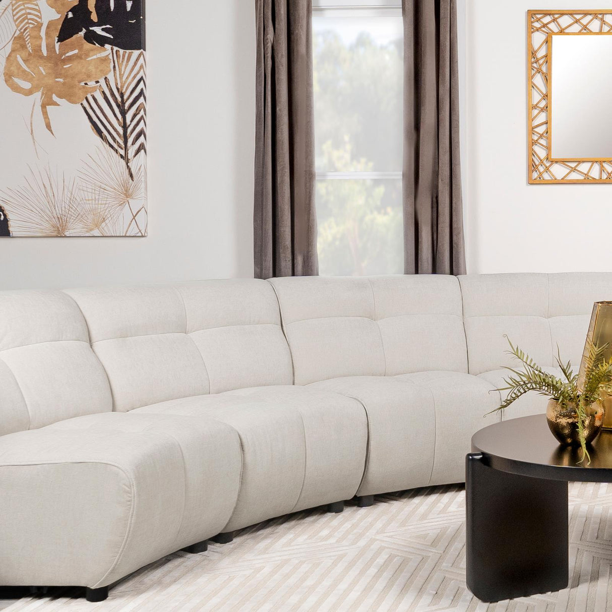 Charlotte Ivory Upholstered Curved Armless Chair from Coaster - Luna Furniture