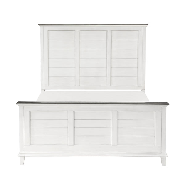 Chesterton Antique White/Dark Brown King Panel Bed
