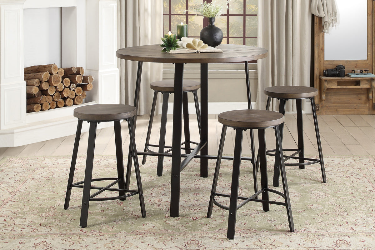 Chevre Brown/Gray Round Counter Height Set from Homelegance - Luna Furniture
