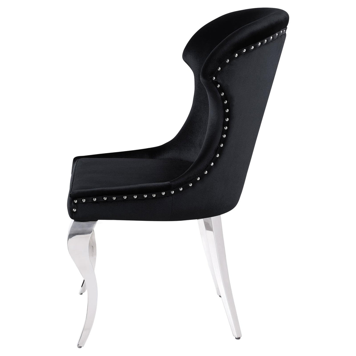 Cheyanne Chrome and Black Upholstered Wingback Side Chair with Nailhead Trim, Set of 2 from Coaster - Luna Furniture