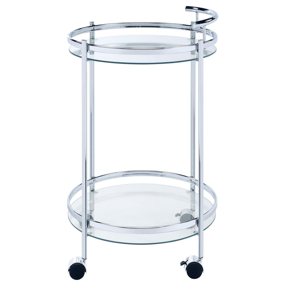 Chrissy Chrome Round Glass Bar Cart from Coaster - Luna Furniture