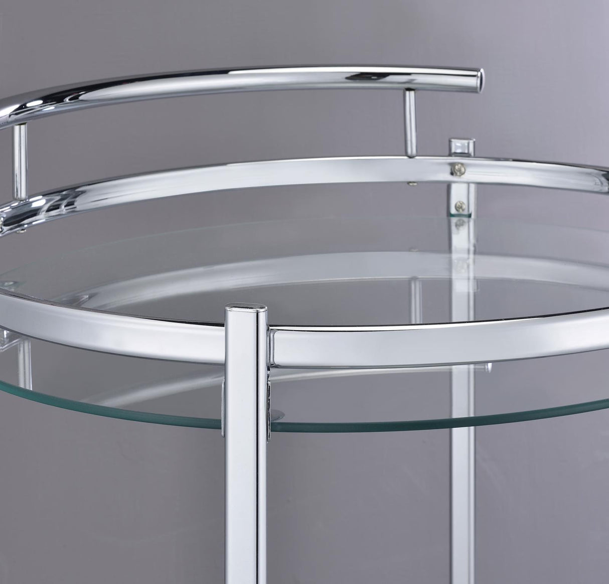 Chrissy Chrome Round Glass Bar Cart from Coaster - Luna Furniture
