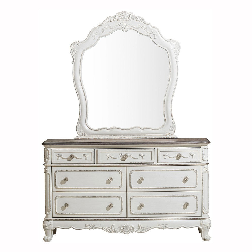 Cinderella Antique White Mirror (Mirror Only) from Homelegance - Luna Furniture