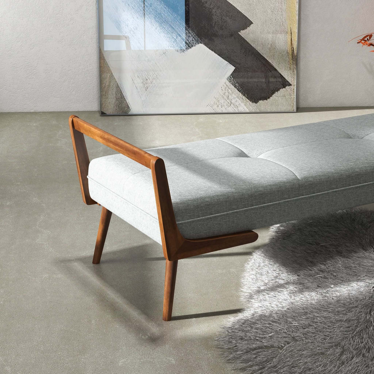 Cora Grey Fabric Bench from Midinmod - Luna Furniture
