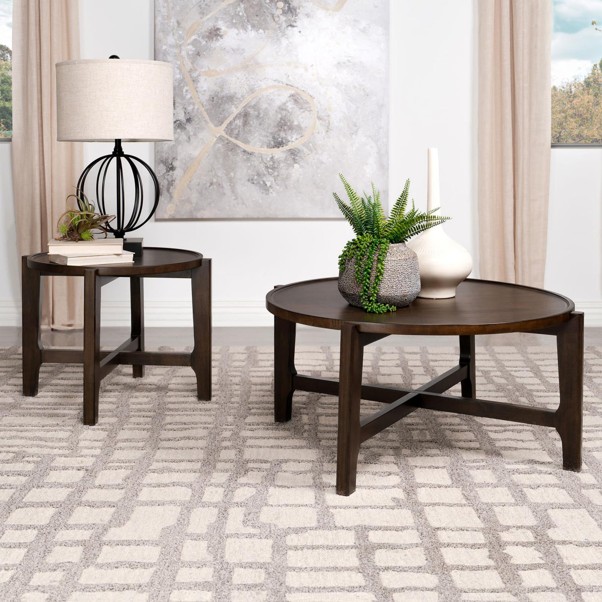 Cota Dark Brown Round Solid Wood Coffee Table from Coaster - Luna Furniture