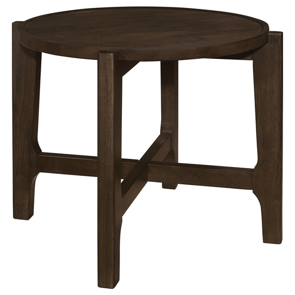Cota Dark Brown Round Solid Wood End Table