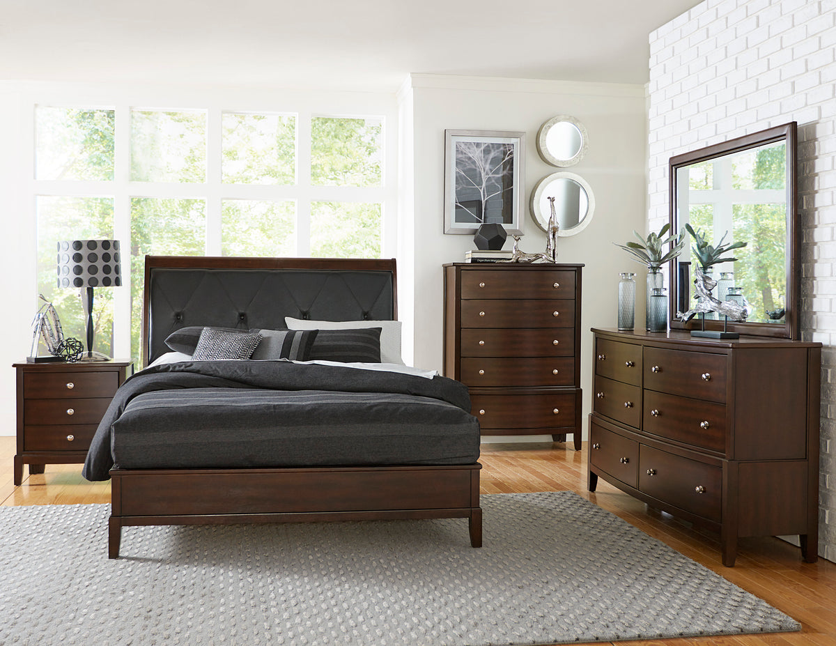 Cotterill Cherry Queen Upholstered Panel Bed from Homelegance - Luna Furniture