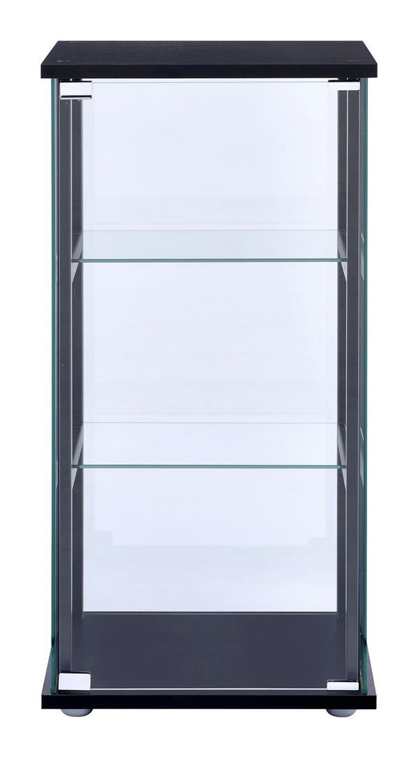 Cyclamen Black and Clear 3-Shelf Glass Curio Cabinet