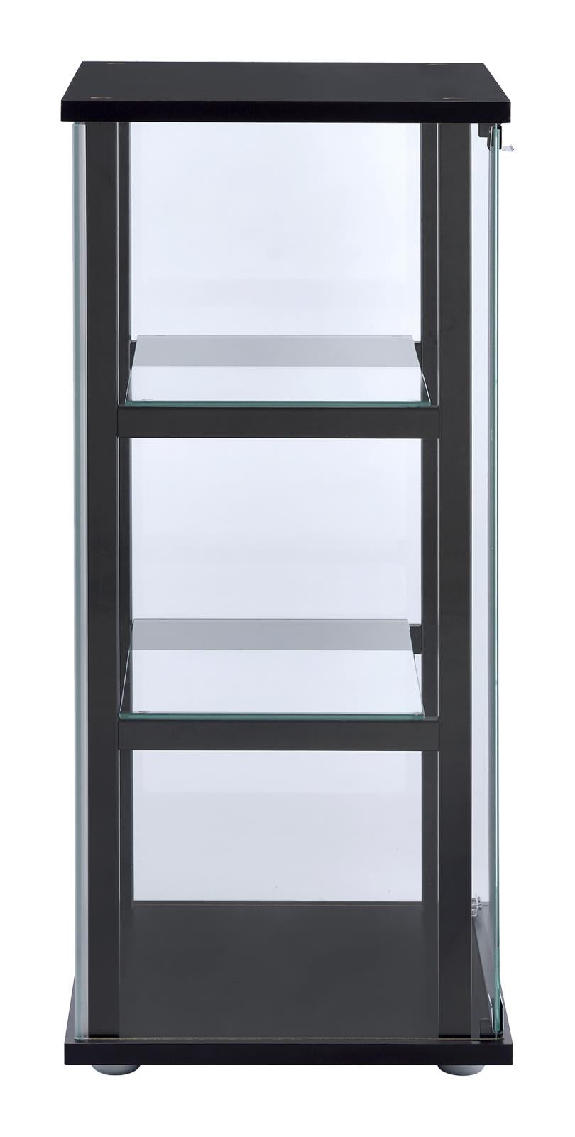 Cyclamen Black and Clear 3-Shelf Glass Curio Cabinet from Coaster - Luna Furniture