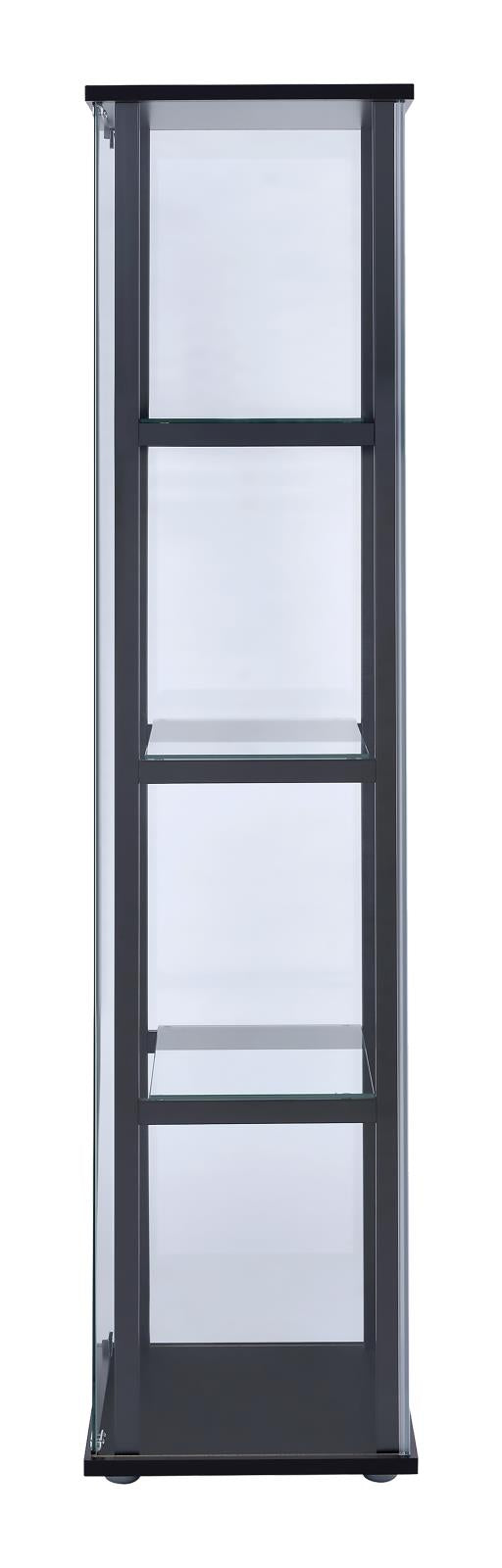 Cyclamen Black and Clear 4-Shelf Glass Curio Cabinet from Coaster - Luna Furniture