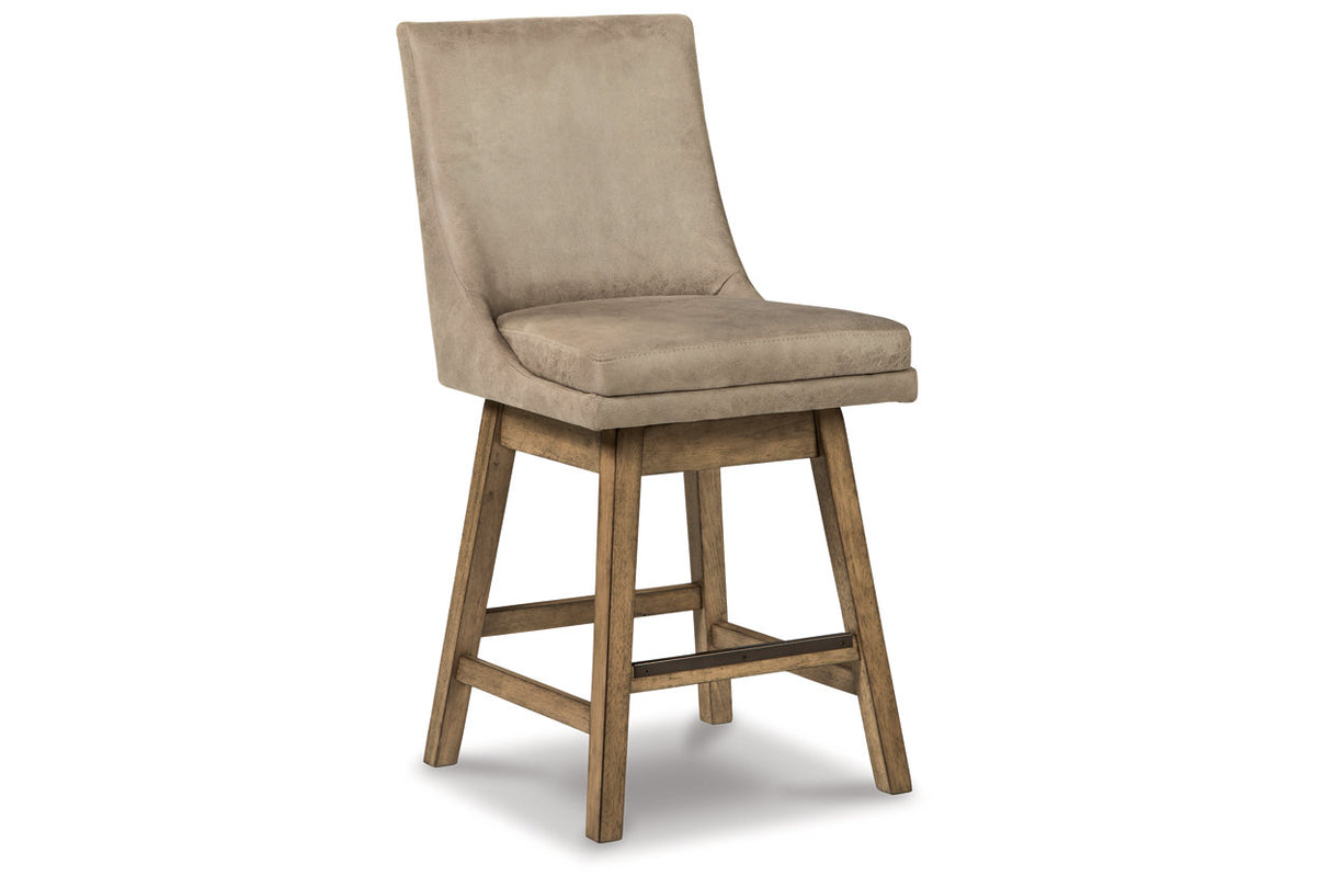 Tallenger Beige Counter Height Barstool, Set of 2 from Ashley - Luna Furniture