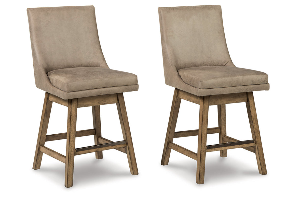 Tallenger Beige Counter Height Barstool, Set of 2 from Ashley - Luna Furniture