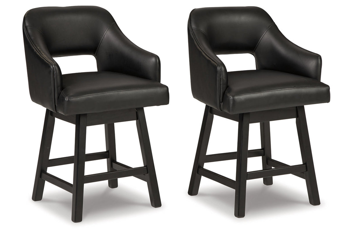 Tallenger Black/Dark Brown Counter Height Barstool, Set of 2 from Ashley - Luna Furniture