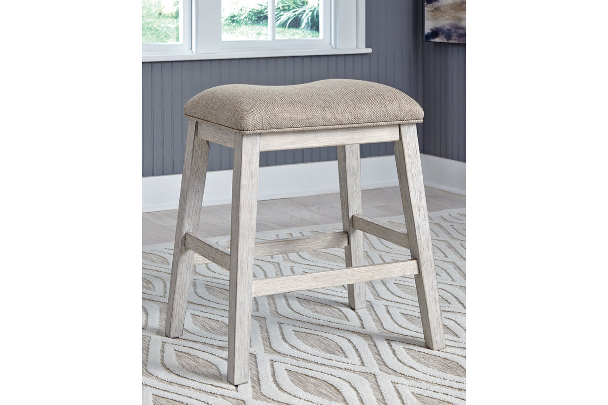 Skempton White/Light Brown Counter Height Barstool, Set of 2 from Ashley - Luna Furniture