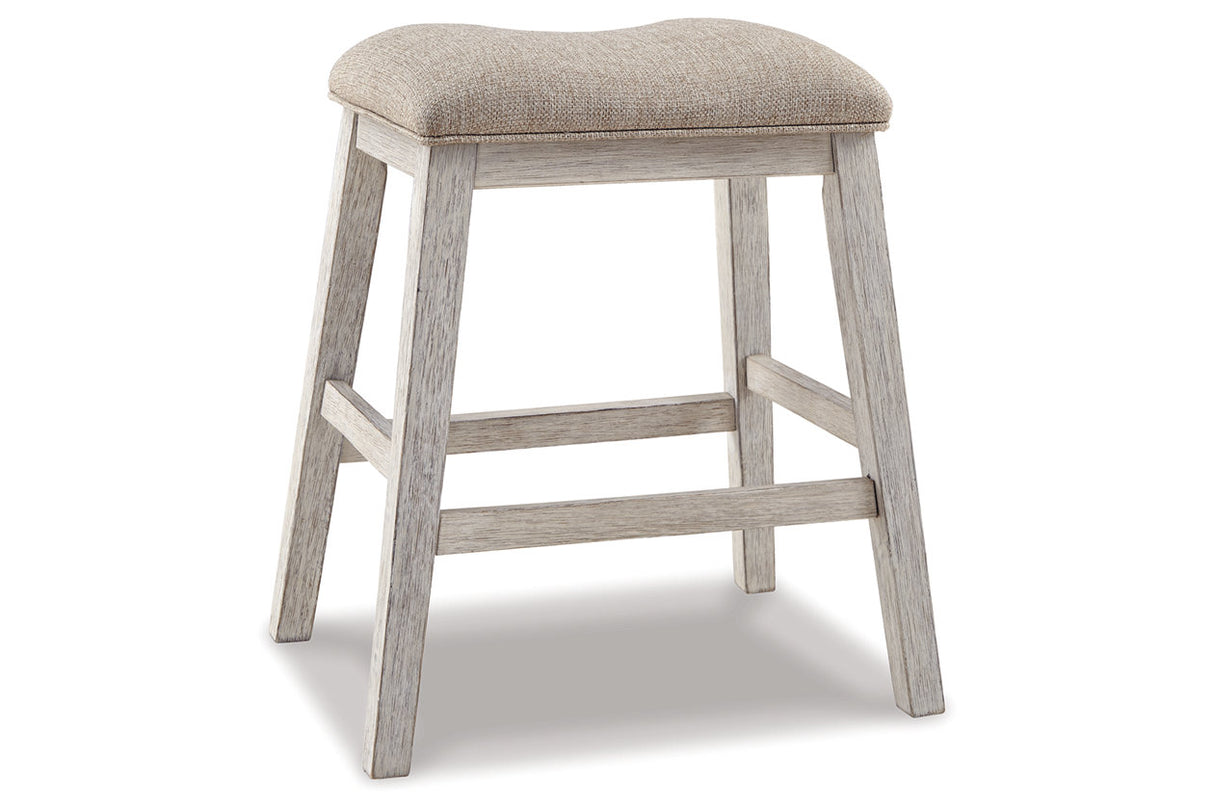Skempton White/Light Brown Counter Height Barstool, Set of 2 from Ashley - Luna Furniture
