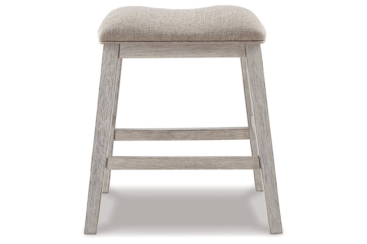 Skempton White/Light Brown Counter Height Barstool, Set of 2 from Ashley - Luna Furniture