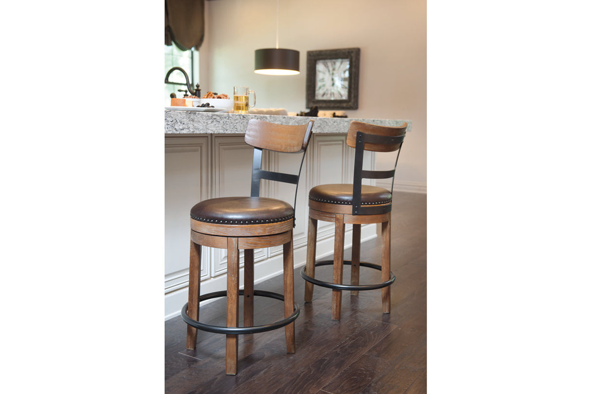 Pinnadel Light Brown Counter Height Barstool from Ashley - Luna Furniture