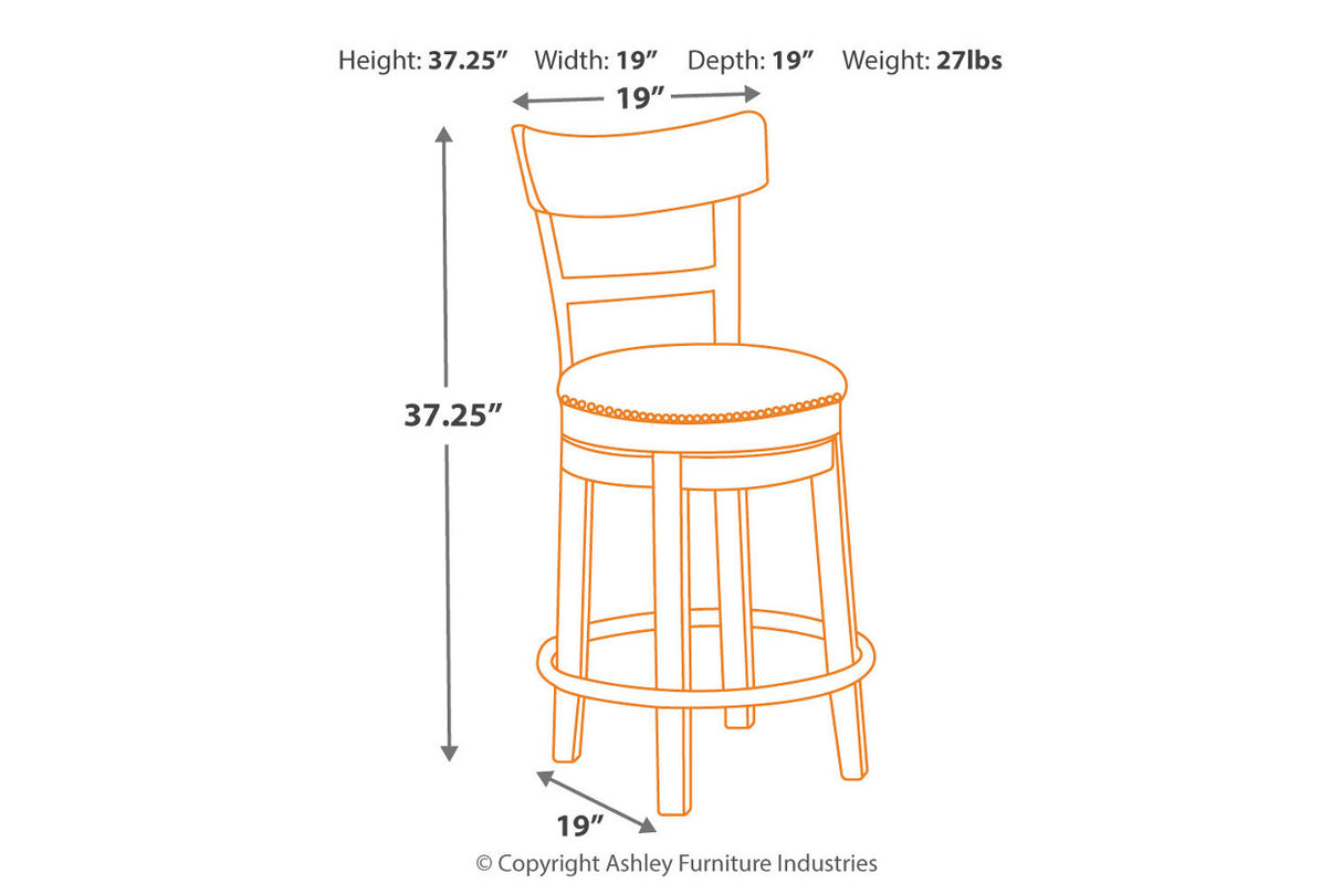 Pinnadel Light Brown Counter Height Barstool from Ashley - Luna Furniture