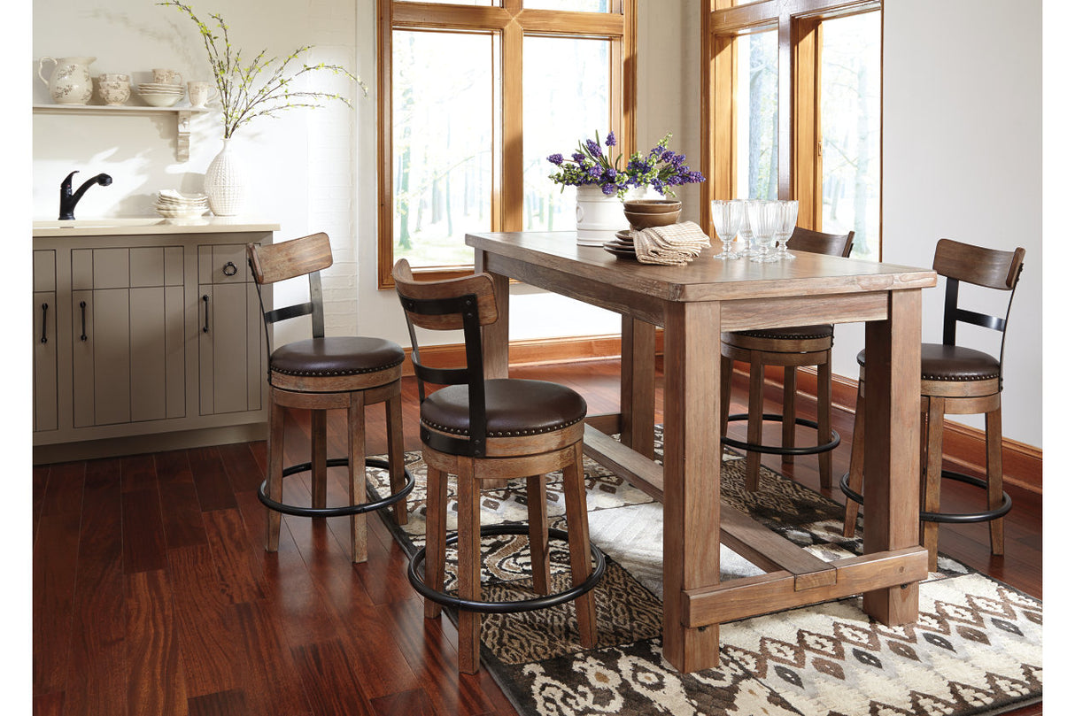 Pinnadel Light Brown Counter Height Barstool from Ashley - Luna Furniture