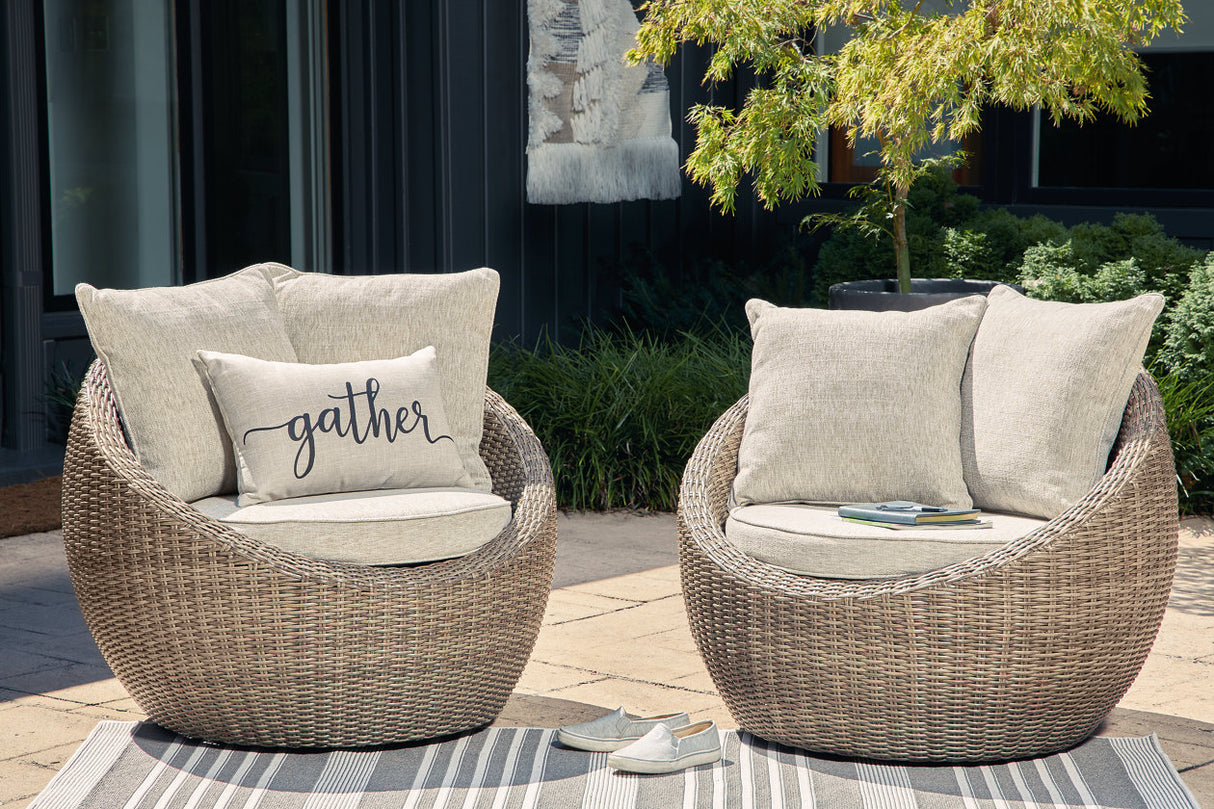 DANSON Beige Swivel Lounge with Cushion from Ashley Furniture - Luna Furniture