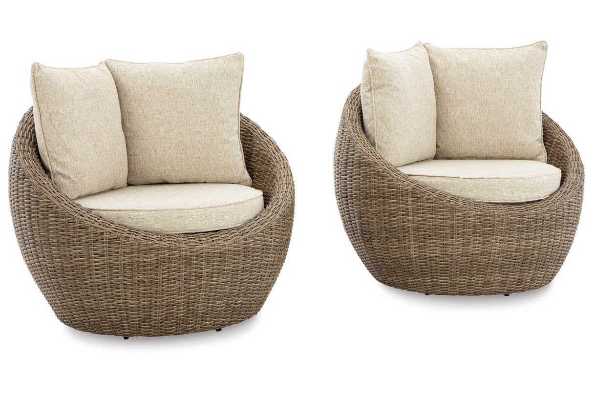 DANSON Beige Swivel Lounge with Cushion from Ashley Furniture - Luna Furniture