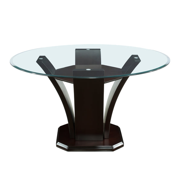 Daisy Espresso 54" Glass-Top Round Dining Table