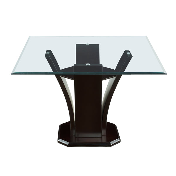 Daisy Espresso 54" Glass-Top Square Dining Table