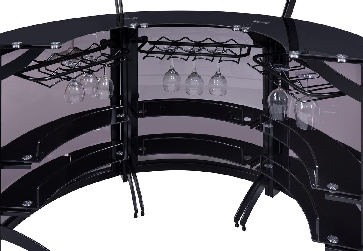 Dallas Smoke and Black Curved Bar Unit from Coaster - Luna Furniture