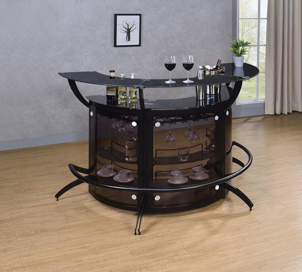 Dallas Smoked and Black 3-Bottle Wine Rack Bar Unit