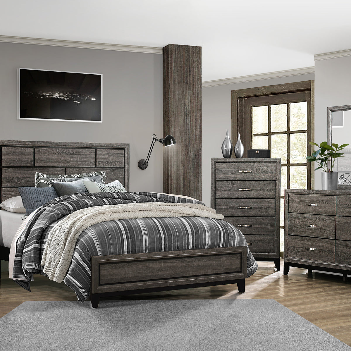 Davi Gray Panel Bedroom Set