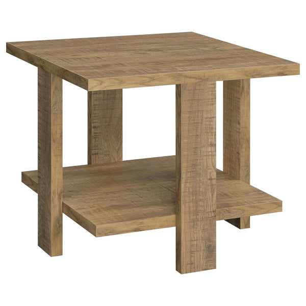Dawn Mango Square Engineered Wood End Table With Shelf