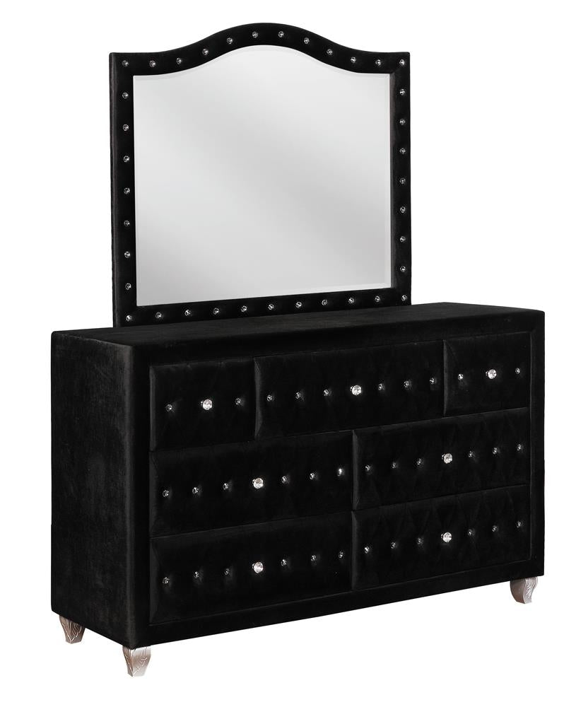 Deanna Black Button Tufted Mirror (Mirror Only) from Coaster - Luna Furniture