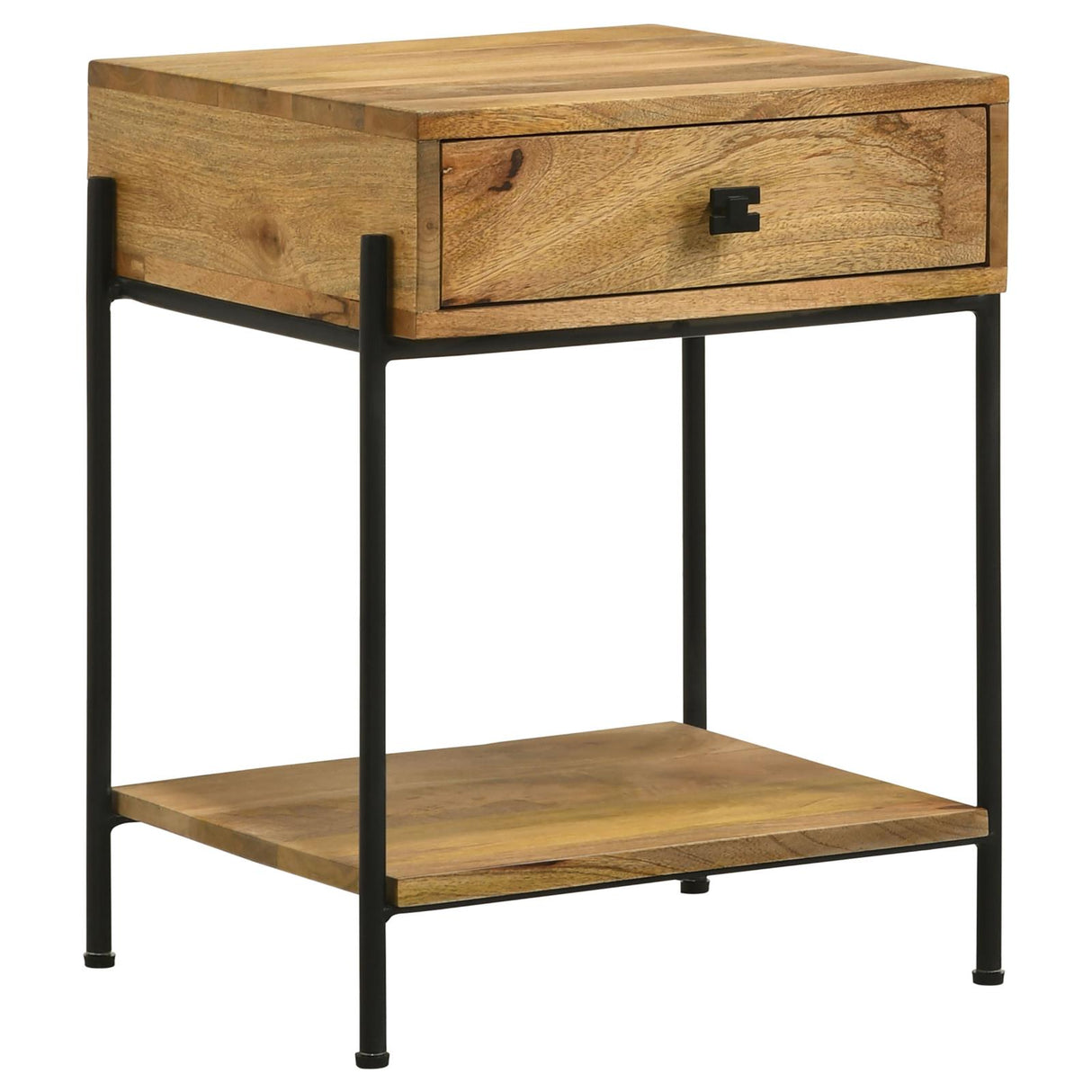 Declan Natural Mango and Black 1-Drawer Accent Table with Open Shelf from Coaster - Luna Furniture