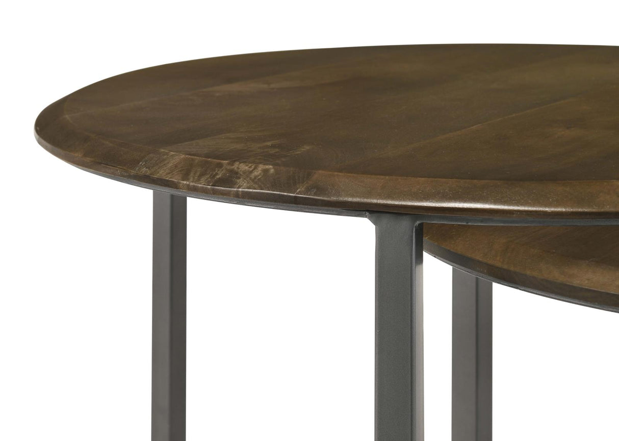 Deja Natural and Gunmetal 3-Piece Round Nesting Table from Coaster - Luna Furniture