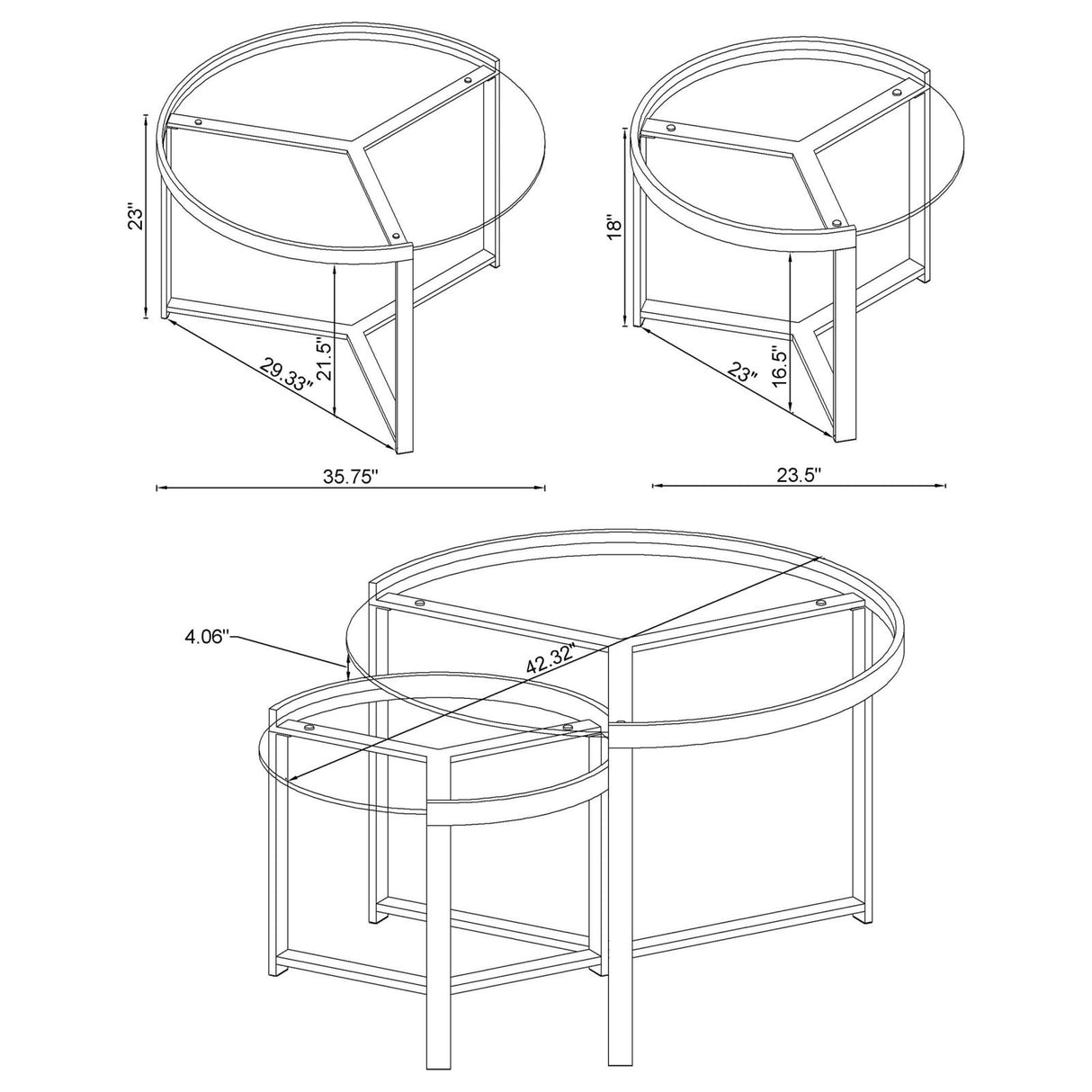 Delia Clear and Chrome 2-Piece Round Glass Top Nesting Coffee Table from Coaster - Luna Furniture