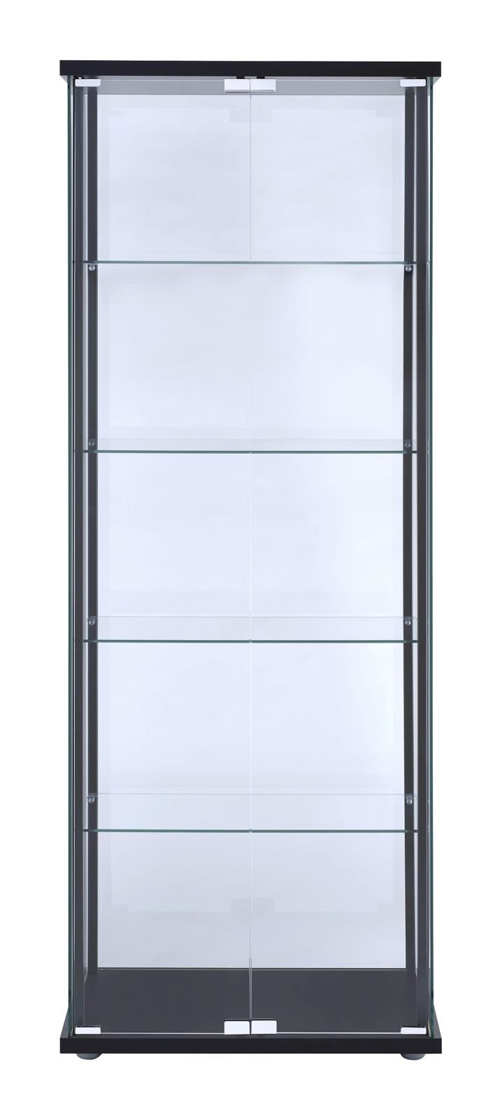 Delphinium Black and Clear 5-Shelf Glass Curio Cabinet from Coaster - Luna Furniture